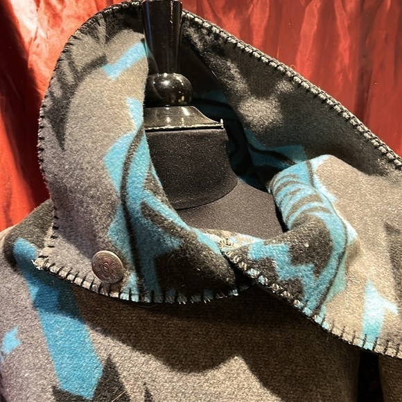 NWT dressy western wool poncho sweater reversable southwestern one size - Picture 2 of 7